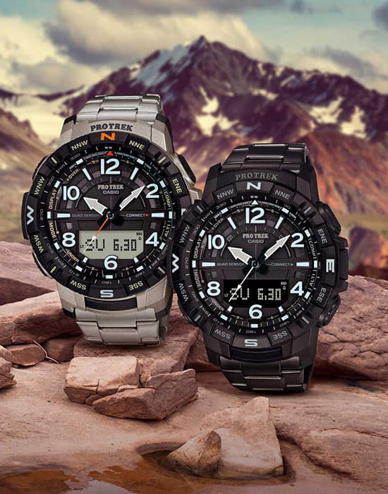 Casio Casio Pro Trek PRT-B50YT-1 кварцевые мужские часы часы крупный план черный циферблата